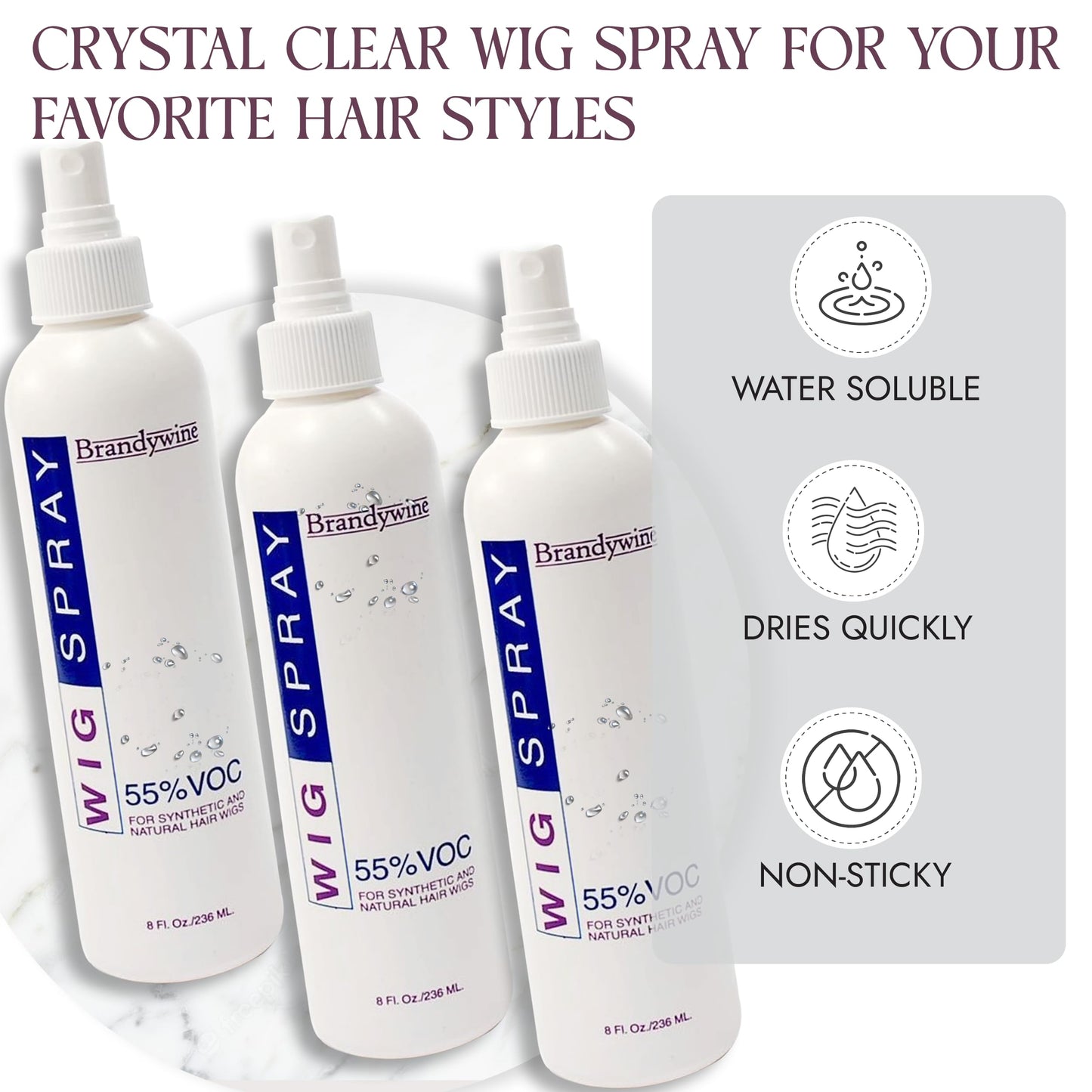 Brandywine Non-Aerosol Wig Spray for Synthetic and Natural Hair Wigs (1 Pack)